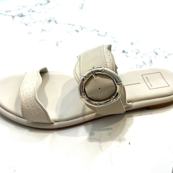 Dolce Vita Cream Slide Sandals, size 11, gold buckle, never worn, comfortable - Picture 2 of 6